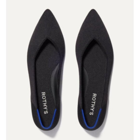 Rothy’s “THE POINT” Black Knitted Pointed Toe Slip On Flats Women’s Size 9 W - Picture 13 of 15